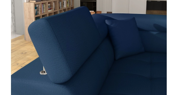 Rozkládací rohová sedačka MENDON 12, modrá látka/světle šedá látka, levá