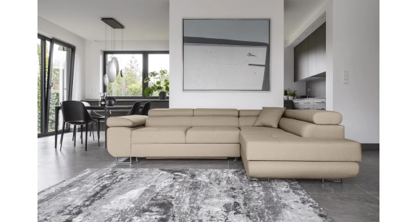 Rozkládací rohová sedačka MENDON 23, krémová látka, pravá