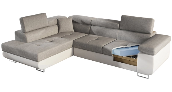 Rozkládací rohová sedačka MENDON 24, šedá látka, levá