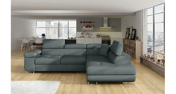 Rozkládací rohová sedačka MENDON 24, šedá látka, pravá