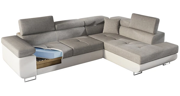 Rozkládací rohová sedačka MENDON 24, šedá látka, pravá