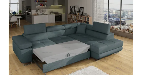 Rozkládací rohová sedačka MENDON 24, šedá látka, pravá