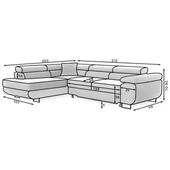 Rozkládací rohová sedačka MENDON 31, šedá látka, levá