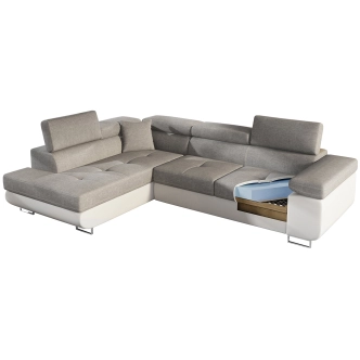 Rozkládací rohová sedačka MENDON 31, šedá látka, levá