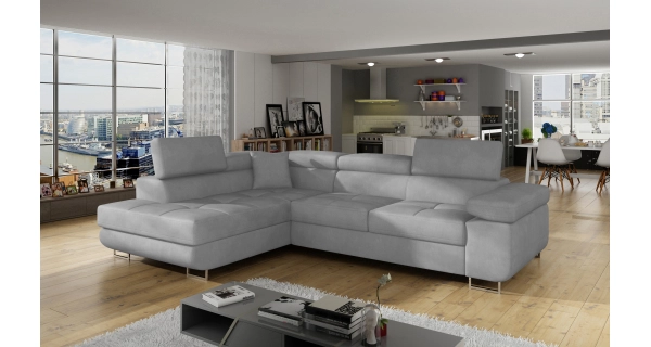 Rozkládací rohová sedačka MENDON 31, šedá látka, levá