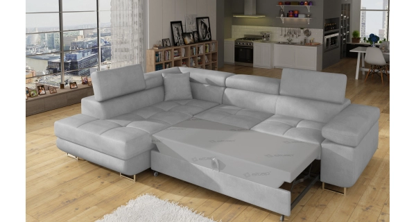 Rozkládací rohová sedačka MENDON 31, šedá látka, levá