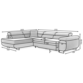 Rozkládací rohová sedačka MENDON 31, šedá látka, pravá