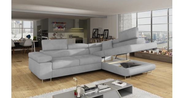 Rozkládací rohová sedačka MENDON 31, šedá látka, pravá