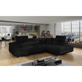Rozkládací rohová sedačka MENDON 34, černá látka, pravá