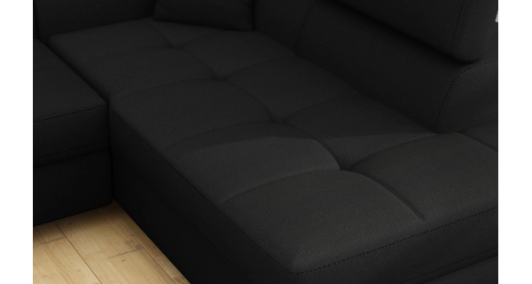 Rozkládací rohová sedačka MENDON 34, černá látka, pravá