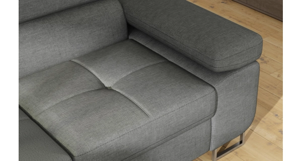 Rozkládací rohová sedačka MENDON 35, světle šedá látka, levá