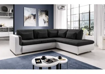 Rozkládací rohová sedačka PARDUS L, pravá, černá/bílá