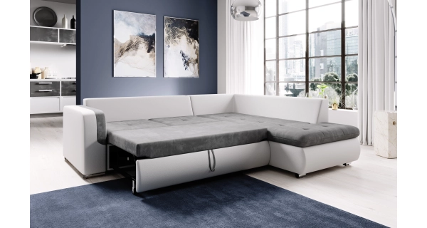 Rozkládací rohová sedačka PARDUS L, pravá, černá/bílá