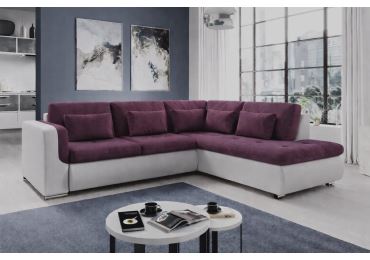 Rozkládací rohová sedačka PARDUS L, pravá, fialová/bílá DOPRODEJ