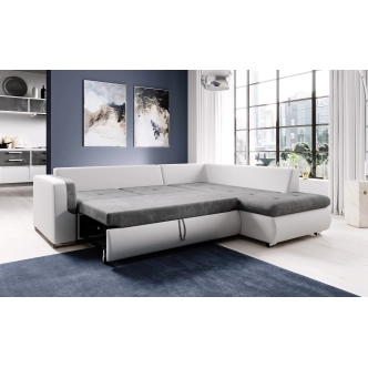 Rozkládací rohová sedačka PARDUS L, pravá, tmavě hnědá/bílá