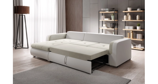 Rozkládací rohová sedačka PARDUS MINI, levá, béžová/hnědá