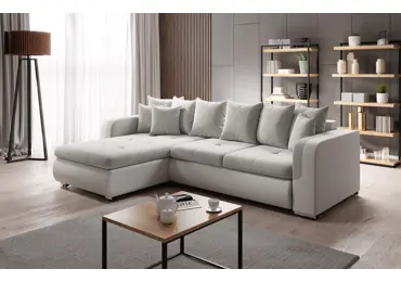 Rozkládací rohová sedačka PARDUS MINI, levá, světle šedá/bílá