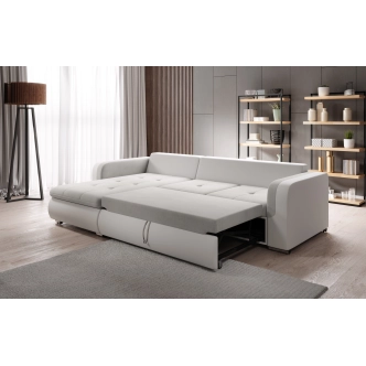 Rozkládací rohová sedačka PARDUS MINI, levá, světle šedá/bílá