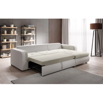 Rozkládací rohová sedačka PARDUS MINI, pravá, béžová/hnědá