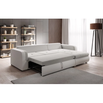 Rozkládací rohová sedačka PARDUS MINI, pravá, světle šedá/bílá