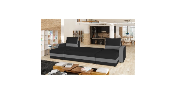 Rozkládací rohová sedačka POLYHYMNIA U, černá/šedá