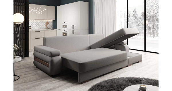 Rozkládací rohová sedačka SITONA L 2, pravá, hnědá