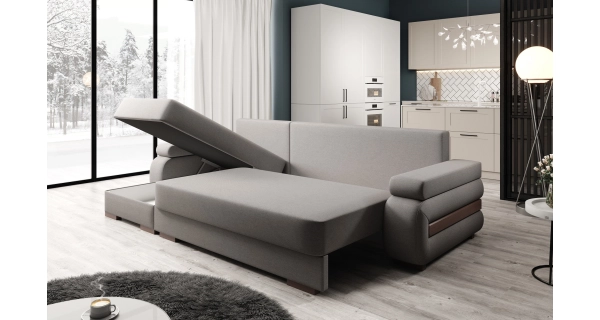 Rozkládací rohová sedačka SITONA L 9, levá, tmavě šedá