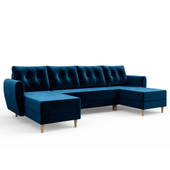Rozkládací rohová sedačka SKYANG ve tvaru U, modrá látka