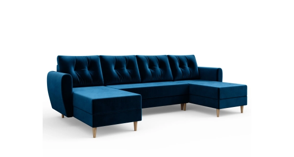 Rozkládací rohová sedačka SKYANG ve tvaru U, modrá látka