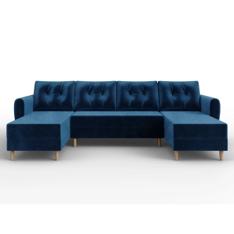 Rozkládací rohová sedačka SKYANG ve tvaru U, modrá látka