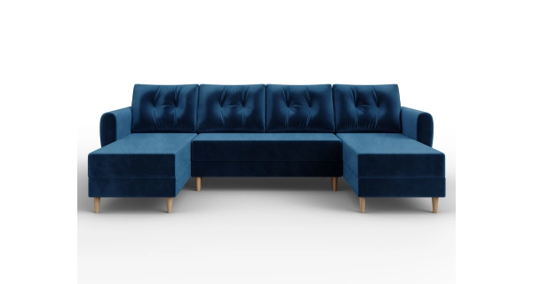 Rozkládací rohová sedačka SKYANG ve tvaru U, modrá látka