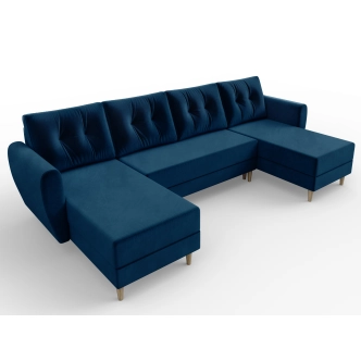 Rozkládací rohová sedačka SKYANG ve tvaru U, modrá látka