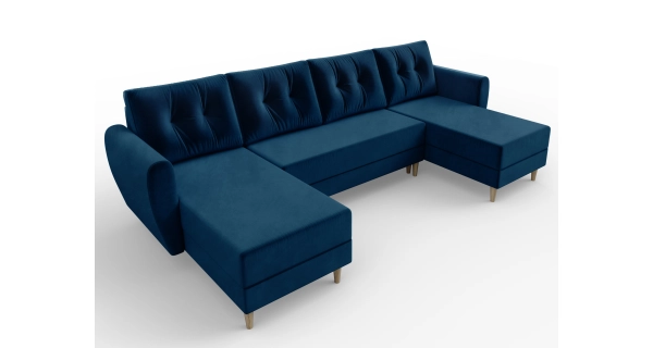Rozkládací rohová sedačka SKYANG ve tvaru U, modrá látka