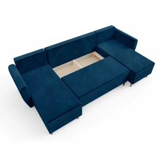 Rozkládací rohová sedačka SKYANG ve tvaru U, modrá látka