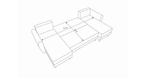 Rozkládací rohová sedačka SKYANG ve tvaru U, modrá látka