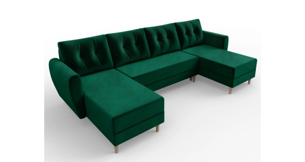Rozkládací rohová sedačka SKYANG ve tvaru U, zelená látka