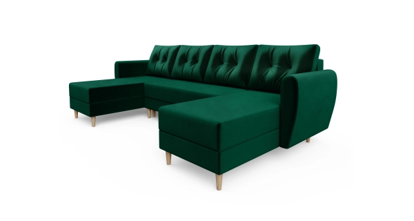 Rozkládací rohová sedačka SKYANG ve tvaru U, zelená látka