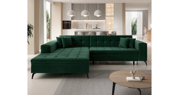 Rozkládací rohová sedačka WALKEN, levá, zelená