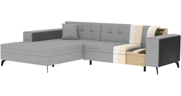 Rozkládací rohová sedačka WALKEN, levá, zelená