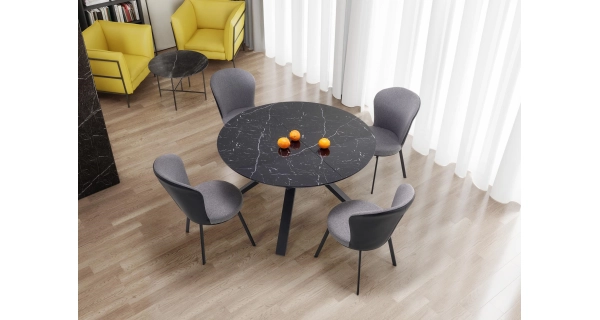 Rozkládací stůl POPPY, černý mramor/černá