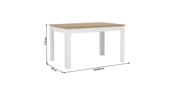 Rozkládací stůl VENUSTA, bílá/dub wotan