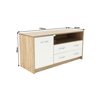 RTV stolek BISKIT typ 2, dub sonoma/bílá