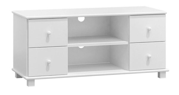 RTV stolek TAMONAD 3, šíře 136 cm, masiv borovice, moření: bílé