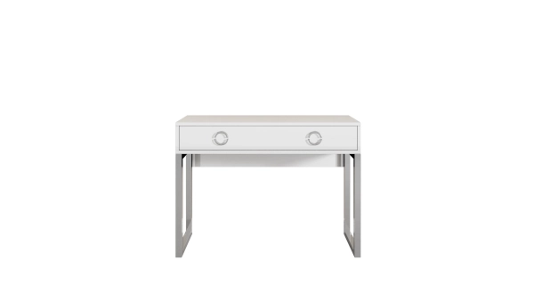 SABELA stolek se 2 šuplíky bílý lesk/chromované nohy