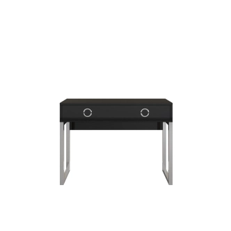 SABELA stolek se 2 šuplíky černý lesk/chromované nohy