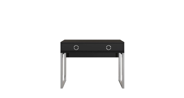 SABELA stolek se 2 šuplíky černý lesk/chromované nohy