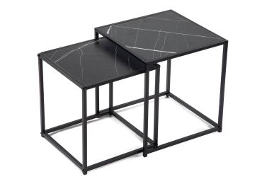 Sada 2 konferenčních stolků NERIK, černý mramor/kov