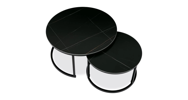 Sada 2 konferenčních stolů JERDAL, černý mramor 