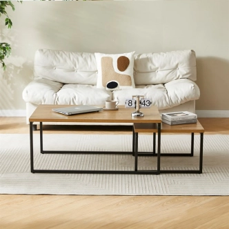 Sada 2 konferenčních stolů ZORORJOR, divoký dub, černý kov