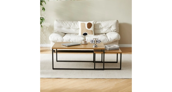 Sada 2 konferenčních stolů ZORORJOR, divoký dub, černý kov